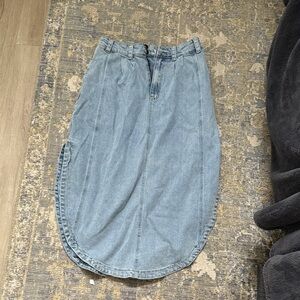 Denim Blue Women's Skirt with curved hem